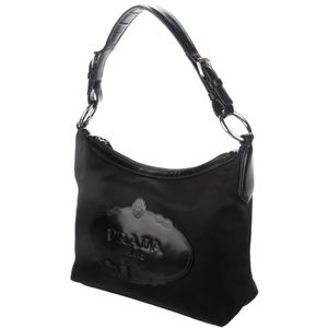 Prada black logo medium tessuto hobo purse handbag bag 90s Y2K